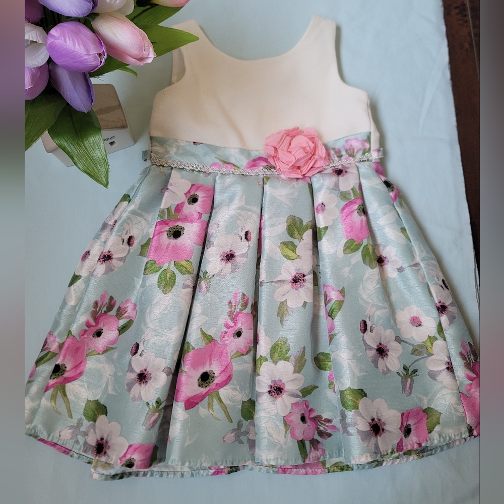 Floral Kids Dress with Pink and White Accents
